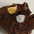 Hot Sale Waterproof Trendy Men's 316L Stainless Steel 18K Gold Plated Rings Relief Texture Statement Jewelry Accessories