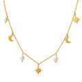 China Wholesale Light Luxury Design Jewelry Star Moon Stainless Steel Tassel Necklaces for Women