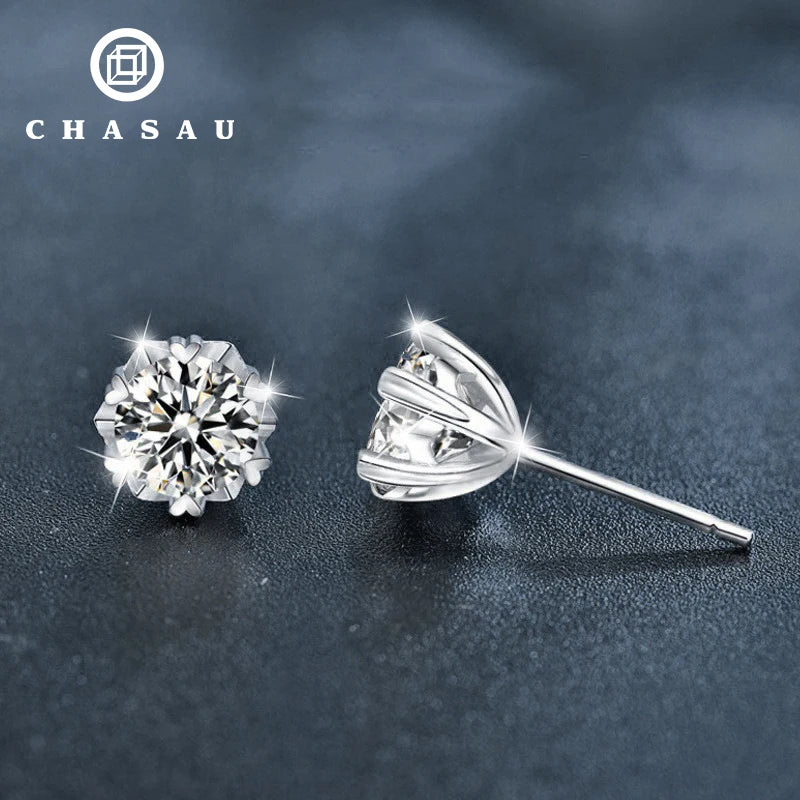Hot Selling 5mm 0.5CT 0.5 Carat D-Color VVS Moissanite 925 Sterling Silver Vintage Stud Earrings for Women