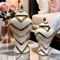 Unique European Style Large Living Room Flower Vase Decorations Luxury White and Gold Vases for Wedding Centerpieces -