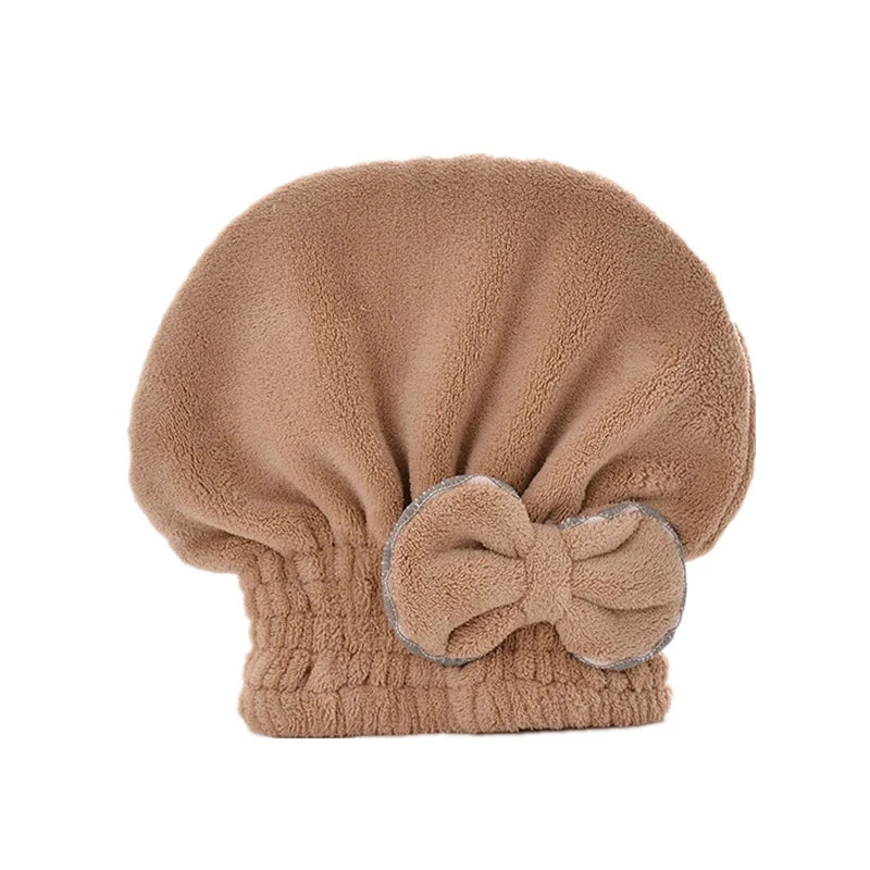 HaoKey Women's Elastic Hair Dry Cap Coral Fleece Absorbent Turbans Long Hair Quick Drying Wipe Hair Bonnet