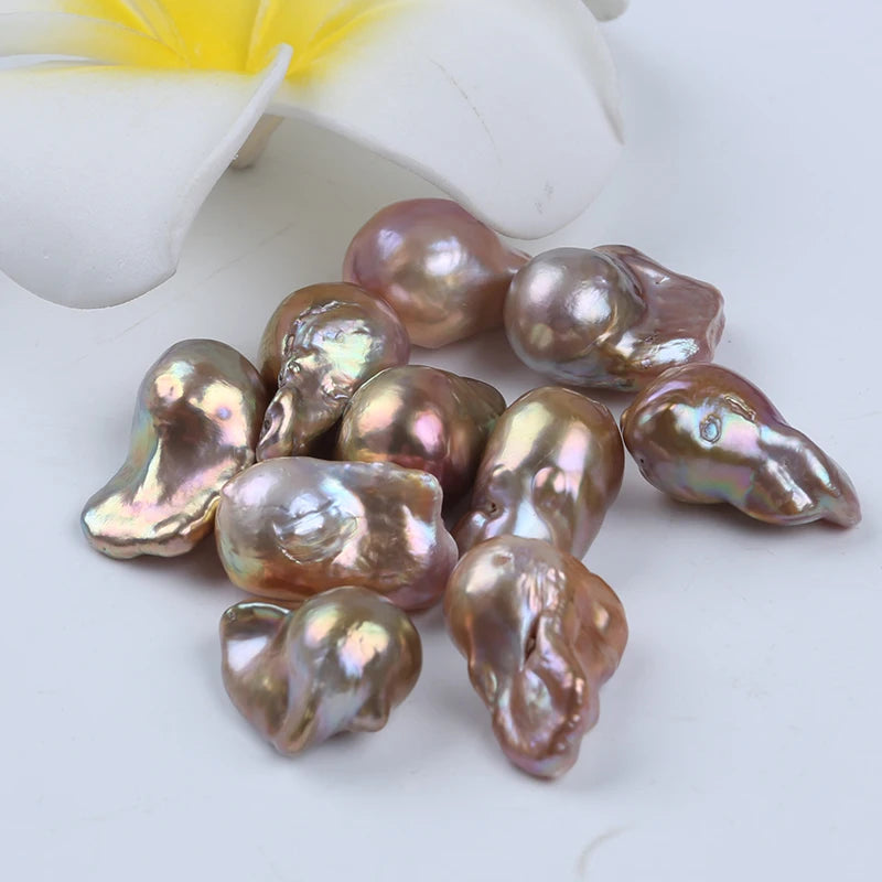 Zhuji Wholesale Natural Freshwater Pearl Big Baroque Loose Beads Jewelry No Hole Purple 12-19mm AAA Grade Third Party Certified