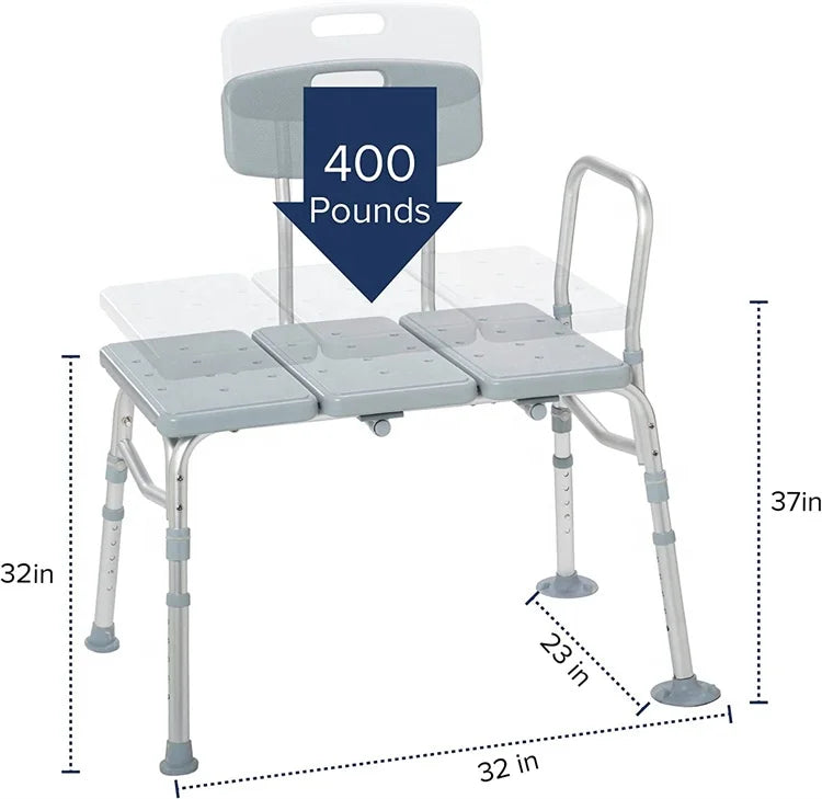 MSMT Height Adjustable Shower Chair with Legs Reclining Bathtub Bench for Bath and Tub Transfer Bathchair for Bathroom Use