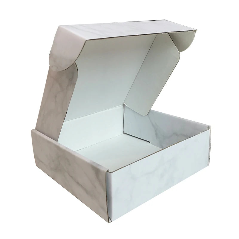 Accept Clothing Shoes Carton 3-Layer Marble Corrugated Eco-friendly Folders Matt Lamination Packaging White Shipping for Mailer