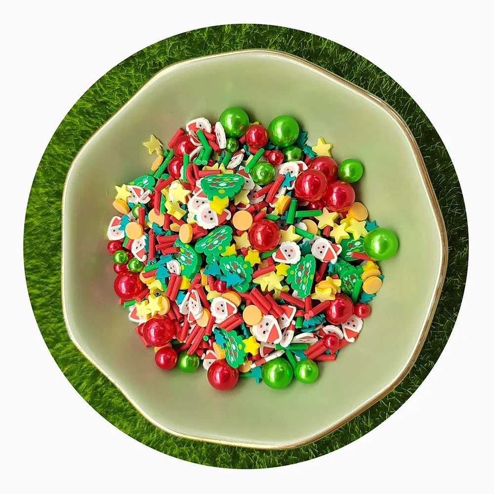 Christmas Tree Santa Star Pearls Polymer Clay Hot Slices Sprinkles for Slime Filling DIY Crafts Nail Art Decoration