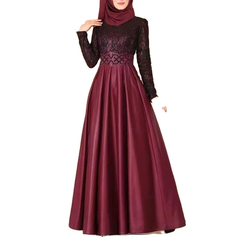 Muslim Women Abaya Dress Split Lace Vintage Arabic Kimono Jubah Dubai Elegant Islamic Clothing Femme Robe Plus Size S-5XL Dress
