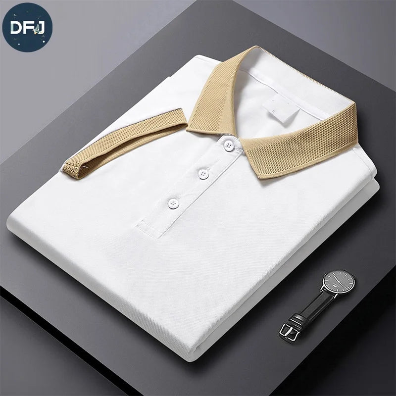 Custom Men's Solid Pattern Short Sleeve for  Shirt Color Block Corporate Uniform Workwear Turn-Down Collar Logo Printing Bla