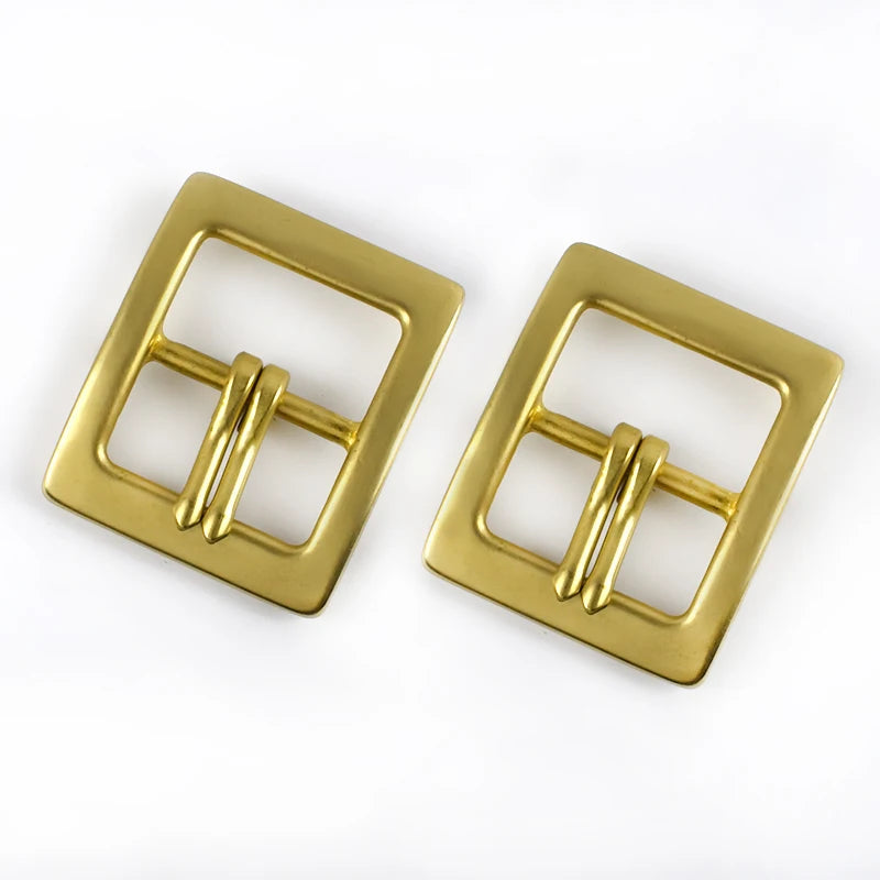 Deepeel YK132 40mm Men Belt Buckle Snap Solid Brass Double Pin Buckles