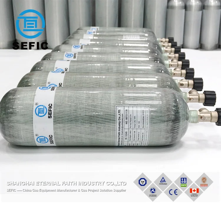 SEFIC 9L Oxygen Cylinder for Air Breathing/Fire Fighting Carbon Fiber Cylinder