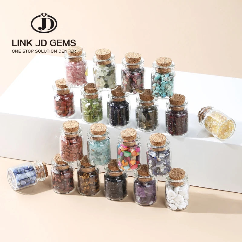 LINK JD GEMS New Handmade Natural Crystal Crushed Stone Wishing Bottle DIY Holiday Gift Set to Heal Soul Desktop Decoration
