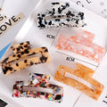 MIO 3.2 Inch 8.3cm Square Leopard  Marbled Luxury Geometry Hair Clips Acetate Celluloid Hair Claw for Girls Thick Hair Grippers