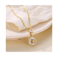 You Are My Sunshine Sunflower Necklace 18K Gold Titanium Steel Crystal Zircon Flower Pendant Necklace for Women