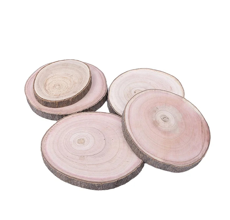 Natural Wood Slice 23-25cm Christmas Decor Coaster Unfinished Round DIY Crafts for Kids Waterproof