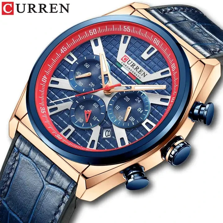 CURREN 8392 New Fashion Leather Quartz Wrist Watches for Men Luxury Chronograph with Luminous Hands Clock Male Wristwatches Gift