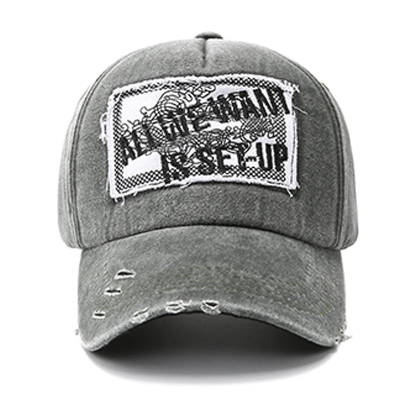 Embroidery Woven Patch Dad Hat Men Women Unstructured Baseball Caps Distressed Vintage Custom Hats