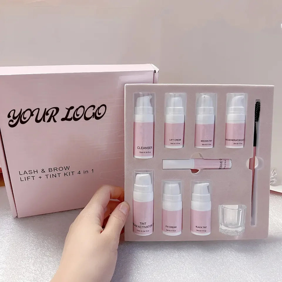 Private Label Keratin Eyelash Perm Lash Lifting Brow Lamination Set Eyelash Lifting Kit Brow Tint Kit 4 in 1 Vegan Lash Lift Kit