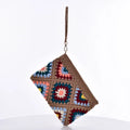Handmade Crocheted Wool Solid Bag for Women Cut Niche Design Flowers Zipper Closure Polyester Lining for Autumn Season