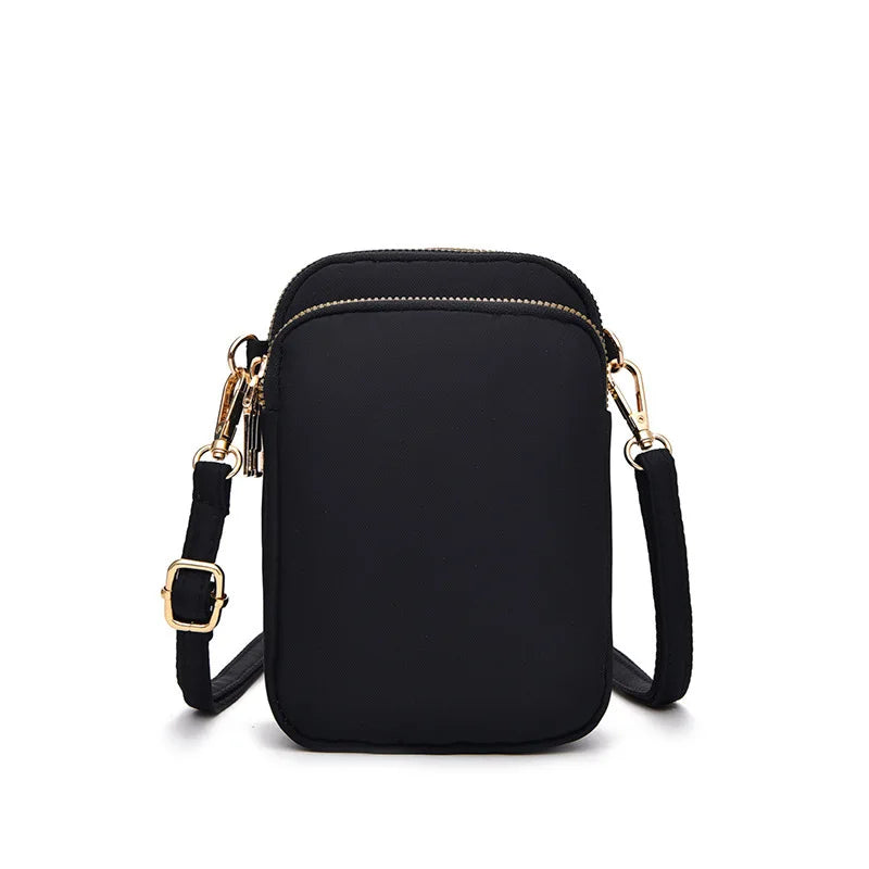 Fashion Ladies Cell Phone Bag Waterproof Nylon Key Holder Sling Bag Small Plain Crossbody Phone Bag for Mobile Phone