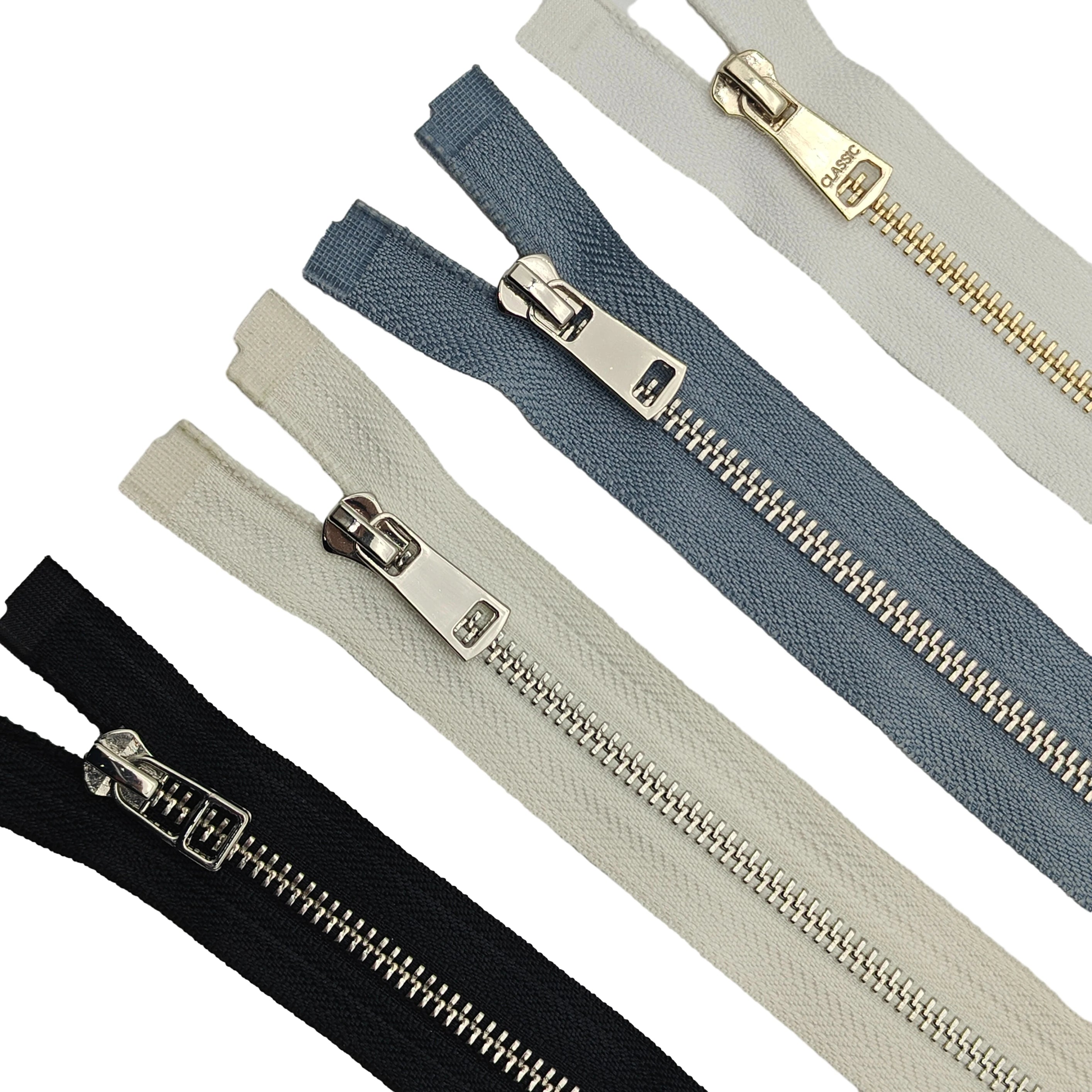 HengDa Heavy Duty Eco-Friendly Zinc Alloy Auto Lock Slider 15cm Open End Zipper in Multiple Colors 3# 5# 10# Sizes