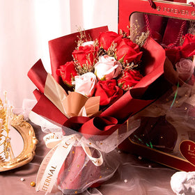 Wholesale Durable Pink and Red Soap Bouquet Creative Eternal Life Flower Birthday Christmas Easter Mother's Day Gift