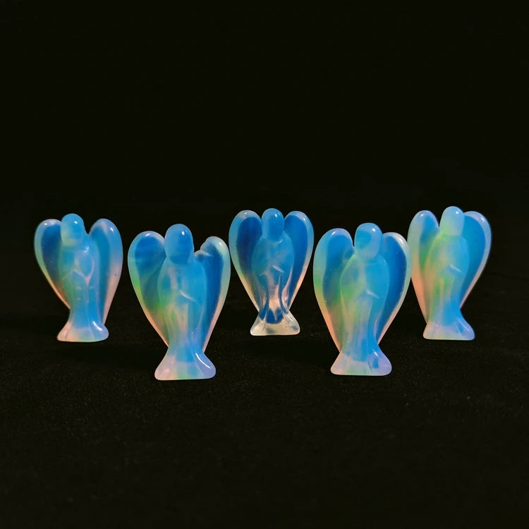 Home use Opalite Angel 2026 crystals Hot Selling Crystal Angel Wing Statue Memorial Ornaments Gardening Outdoor Decoration