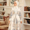 Muslim Clothing Islamic Women Floral Abaya Long Dress Middle East Arab Court Style Dresses Women Lady Elegant