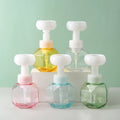 2022 New Design Cosmetic PETG Pink Empty Foaming Flower Head Foam Hand Soap Cleanser Pump Bottle 300ml Shampoo Foam Bottle