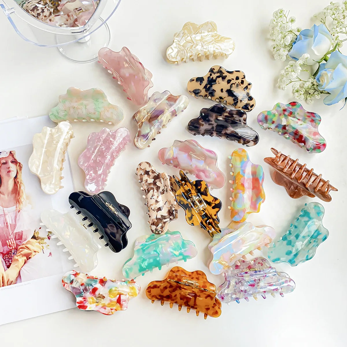Wholesale Korean Fashion Girls Hair Accessories 10.5cm Large Cloud Acetate Claw Clips Simple and Elegant Women Hair Clips