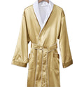 Luxury Custom Golden Silk Satin Bathrobe Hot Sale Long Size and Thick Warm Silk Unisex 5 Star Satin Bath Robes Men Women