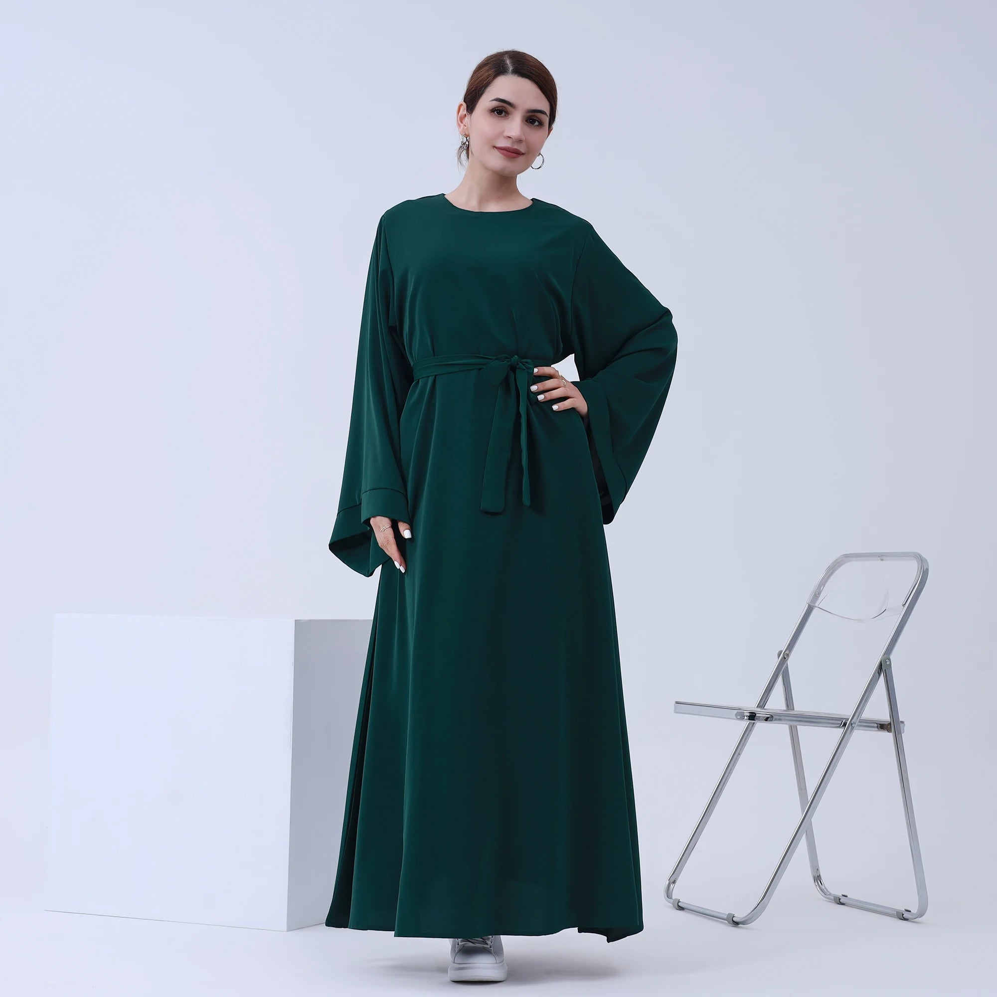 Loriya Ladies Abaya Modest Dresses Islamic Clothing Solid Colors High Quality Dubai Abaya Women Muslim Dress