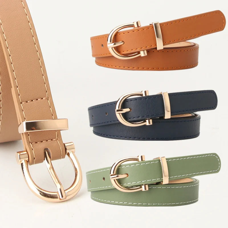 PU Leather Korean Fashion Lady Belt Student Jeans Decorative Thin Belt Women Clothing Matching Belt