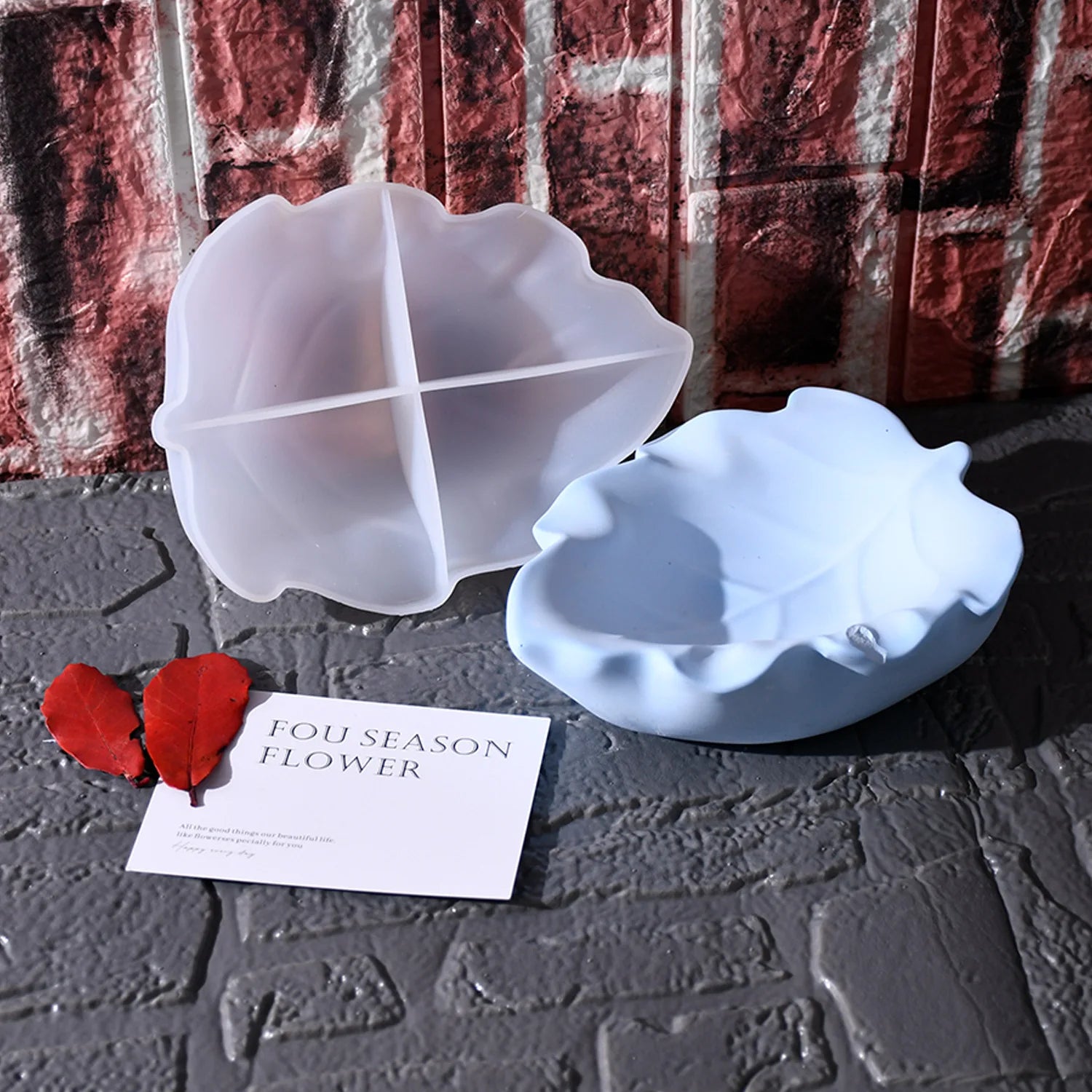 Diy Glue Mold Leaf Bowl Silicone Mold Plaster Fruit Tray Storage Mold Home Accessories