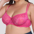 Lingerie Women Underwire 3/4 Cup T-Shirt Bra Pink Translucent Sexy Lingerie Underwear Lace Bra for Women