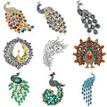 Fashion Jewelry Rhinestone Zinc Alloy Animal Peacock Plume Brooch Wholesale Crystal Brooches Pin for Women Dress Accessories