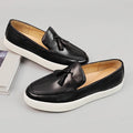 Trendy Genuine Cow Leather Dress Shoes Round-toe Slip-on Closure  Walking Loafers Male Flat Shoes Men's Casual Shoes
