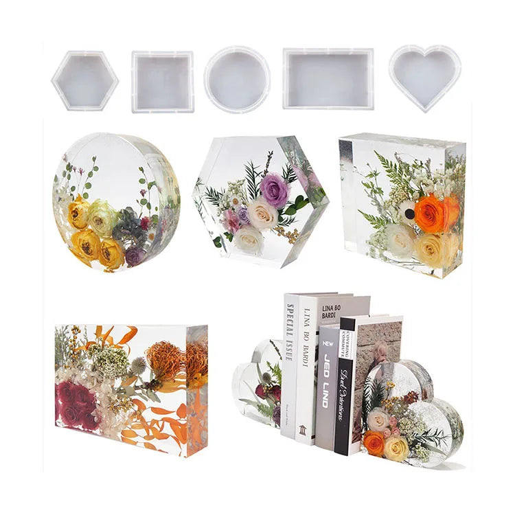 YS DIY Square Rectangle Heart Mold Candle Plaster Cube Insect Specimen Coaster Flower Pot Candle Soap Jewelry Making Craft Tools
