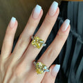 European American Trend Fashion Design Yellow Zircon Open Engagement Ring S925 Sterling Silver Wedding Gift for Women