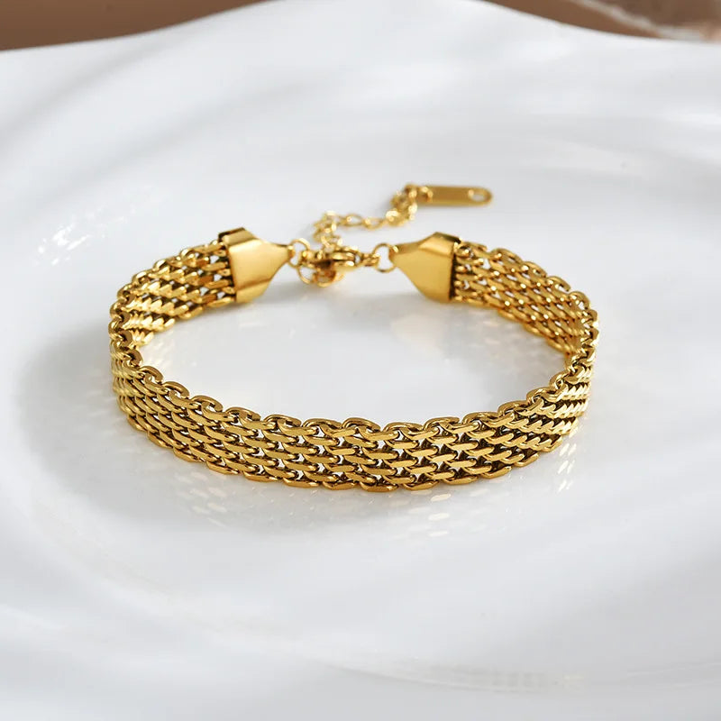 Chunky Chain Snake Chain Choke Necklace Set Stainless Steel Accessories for Women Men Children's for Necklace Bracelet Combos