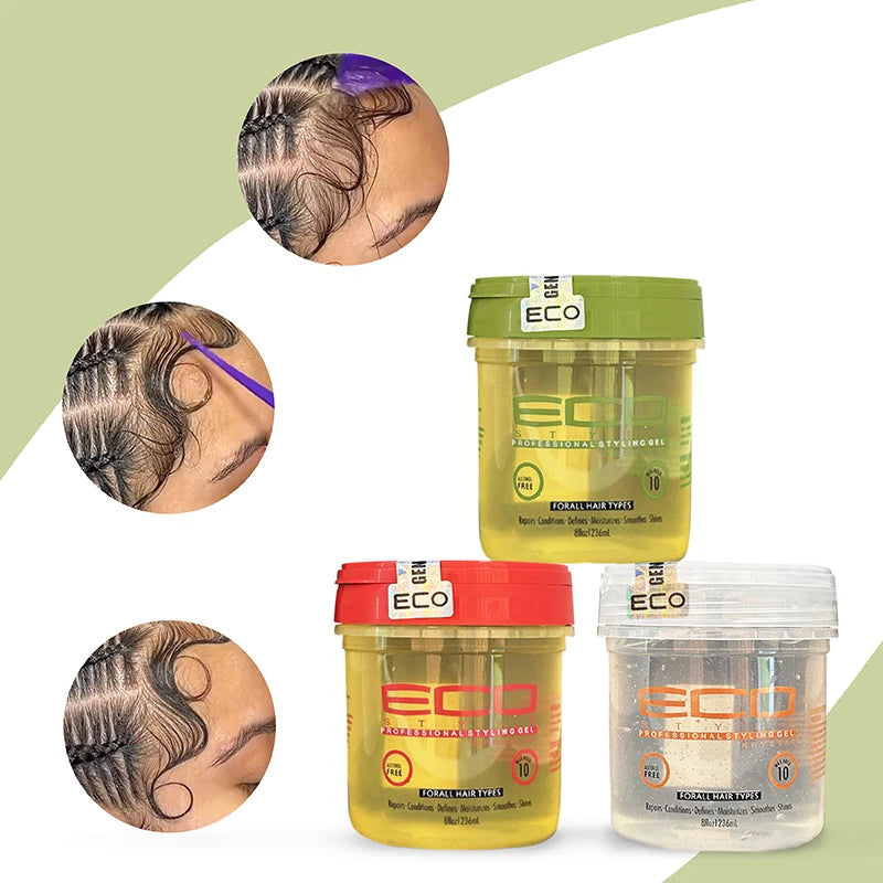 Wholesale  Private Label Argan/Coconut/Olive Oil/Black Castor produto de cabelo eco gel ECO Extreme Hold Curly Hair Styling Gel