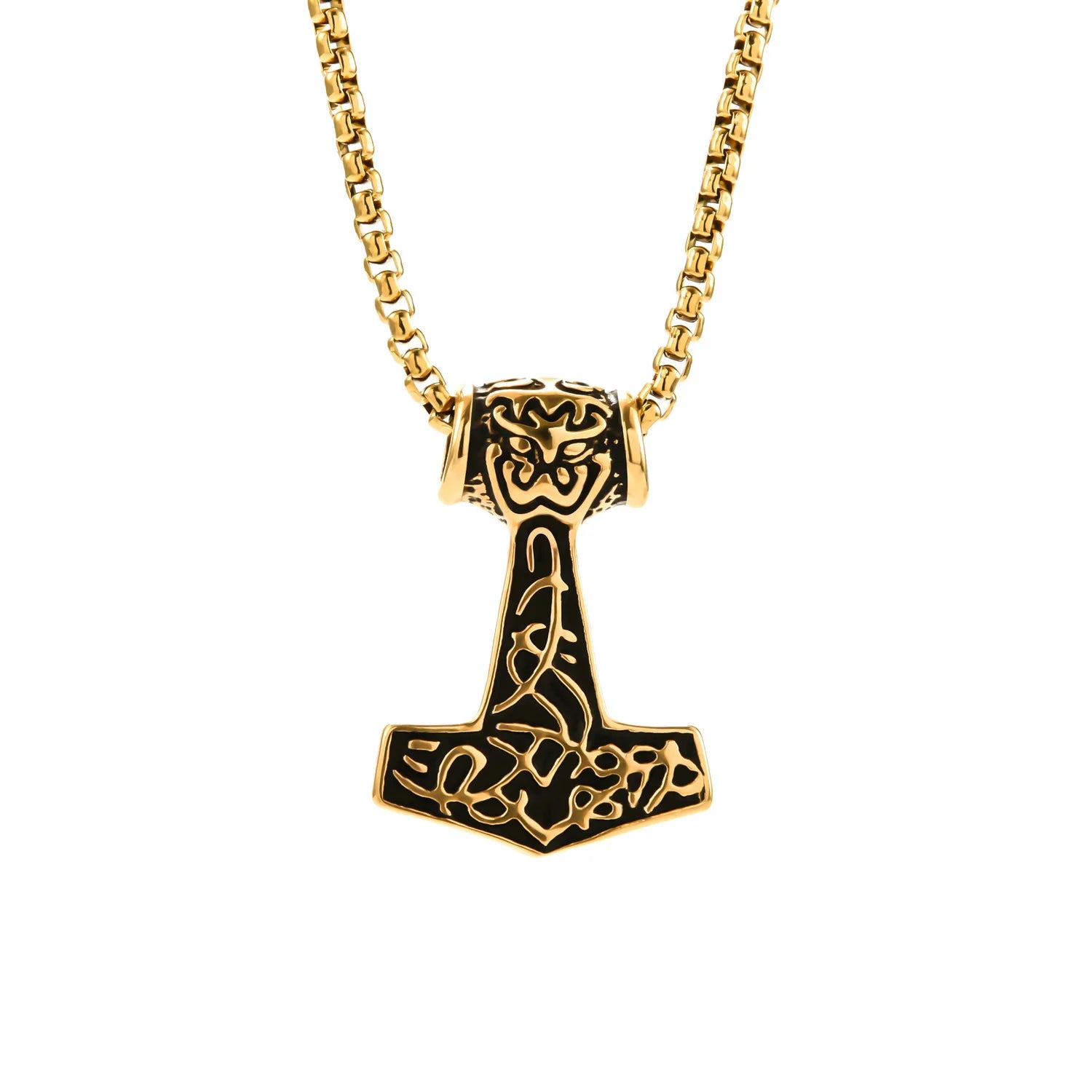 Nordic Thor's Hammer Pendant Personality Trend Domineering Men's Necklace Stainless Steel Pendant Necklace