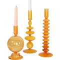 Borosilicate Hand Blown Colored Candle Stick Stand Candlestick Living Room Desktop Nordic Home Decoration Glass Candle Holder