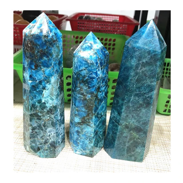 Wholesale Natural Big Size Crystal blue Point Healing Gemstone apatite Quartz Crystal Tower For Decoration