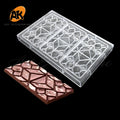 AK Wholesale Rectangle Plaid PC Polycarbonate Dubai Chocolate Bar Mold Plastic Hot Chocolate Sweet Candy Pastry Mould Tray #2004