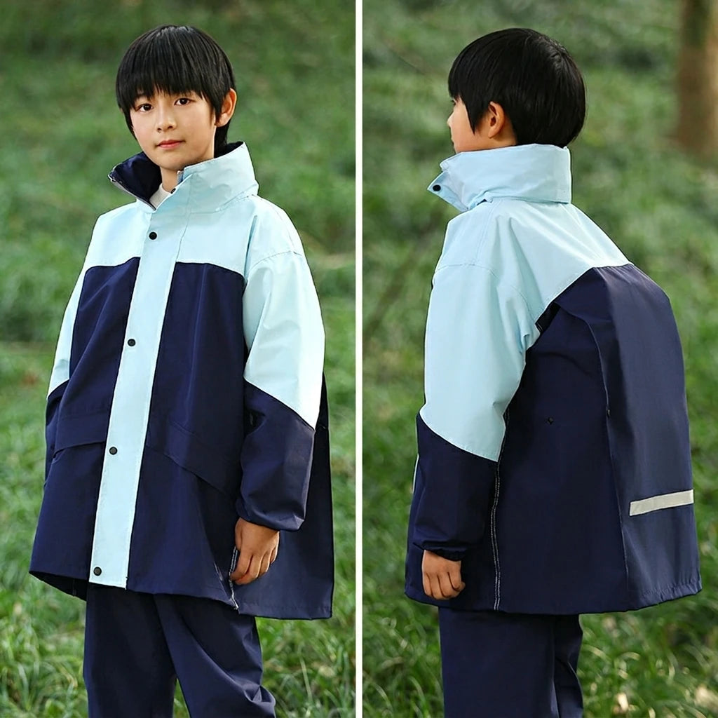 Hot-selling Thickened Two-pieces Kids Raincoat Set  Waterproof  Heavy Rain Hiking Cycling  Raincoat