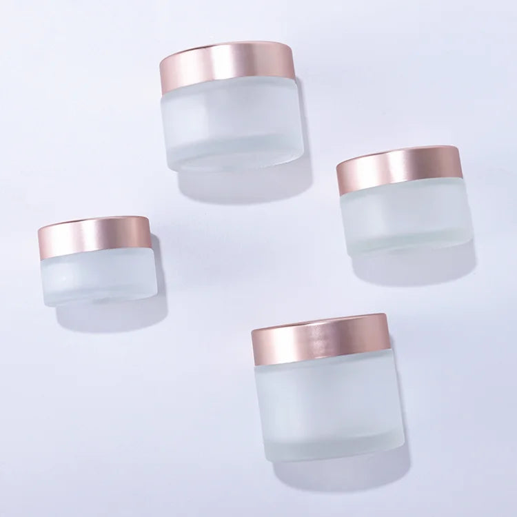 Wholesale Matte Rose Gold Lid Skincare Cosmetic Packaging 5g 10g 15g 20g 30g 50g 100g Empty Glass Cream Jar