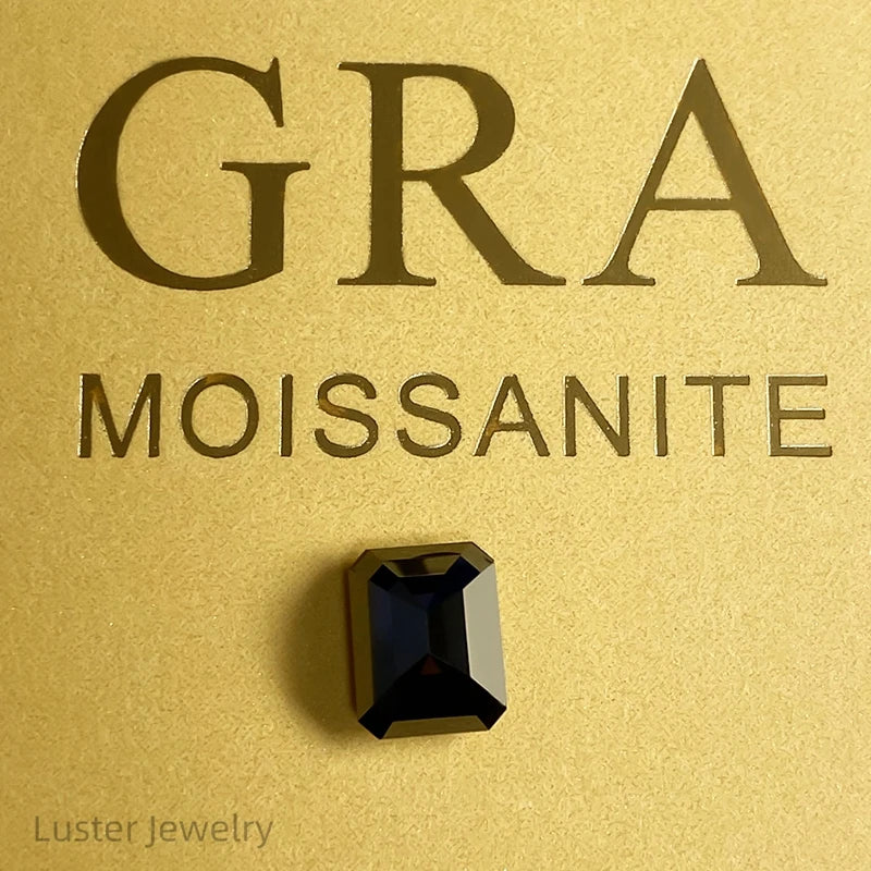LusterFactory Fancy Cut Gemstones Moissanite Loose Stones 1ct 2ct 3ct Emerald Cut Black Moissanite for Jewelry