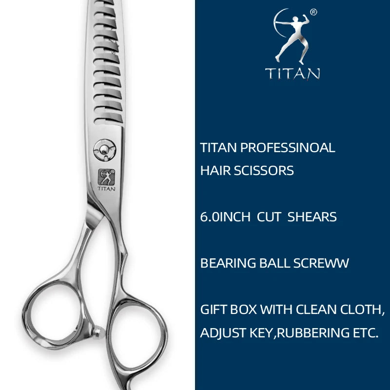 Titan New Professional Barber Scissors Thinning Shears Hairdressor Tool Hair Scissors 440C Steel Japan Beard Ball Screw Scissors