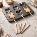6 Cup Non Stick Carbon Steel Lolly Bunny Bakeware Pops Cake Cookie Baking Pan and Pastry Candy Mold With Wooden Sticks Set