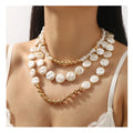 New Irregular Round Pearl Clavicle Chain Fashion commuter Multi-layer Beaded Chain Necklace Set Wholesale