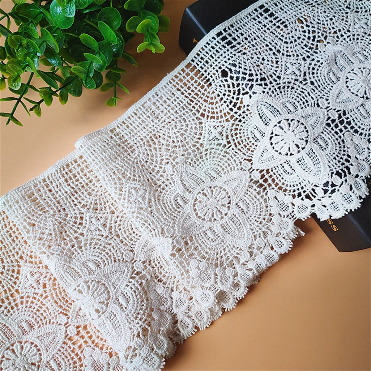 1 Yard Vintage Cotton White Flower Embroidered Lace Trim Ribbon Wedding Applique DIY Sewing Craft